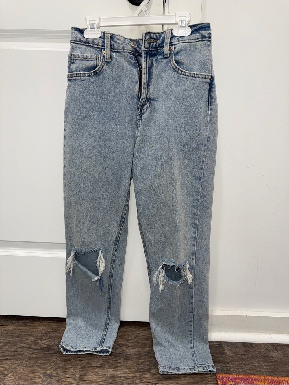 wild fable Light Blue Straight-Leg Ripped Jeans